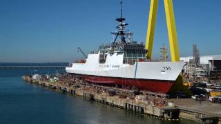 Translation and launch of US Coast Guard National Security Cutter Kimball [upl. by Letsyrk]