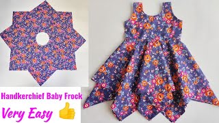 Very Easy Handkerchief Baby Frock cutting and stitching 34 year  Baby Frock cutting and stitching [upl. by Demetra192]