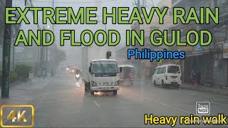 Walking in Extreme Heavy Rain and Flood in Brgy Gulod Quezon City Philippines4K [upl. by Pega]