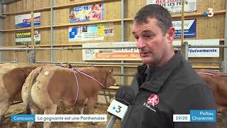 Concours danimaux de boucherie de Parthenay  la gagnante est une Parthenaise [upl. by Hgiel]