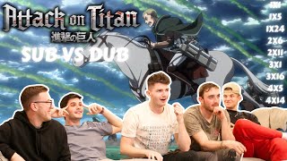 GREATEST SPEECH OF ALL TIME Attack on Titan GREATEST Scenes DUB REACTION Sub vs Dub [upl. by Eillen]