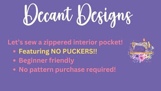 Lets sew a zippered pocket without puckers [upl. by Mella]