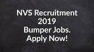 NVS Recruitment 2019 Apply Online  NVS Notification 2019 [upl. by Clarinda802]