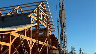 Post and Beam Barn Kit part 10 Clerestory Windows and Siding plus Upper Purlins [upl. by Whatley]