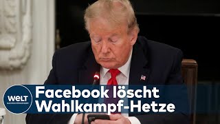 NAZISYMBOL quotOrganisierter Hassquot  Facebook löscht Wahlwerbung von Donald Trump [upl. by Cybill445]