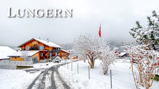 Walking in Lungern in snow ❄️ Beautiful Swiss village in winter 🇨🇭 [upl. by Ellehsad]