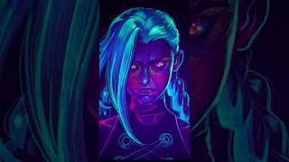 Drawing Jinx from Arcane with a Glass Pen  Neon Art  League of Legends [upl. by Doughty831]