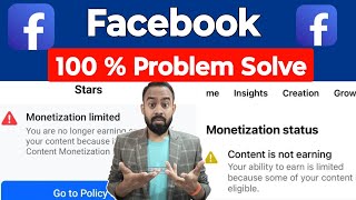 Facebook Monetization Limited Content is not earning  monetization policy issue solved  facebook [upl. by Aciruam]