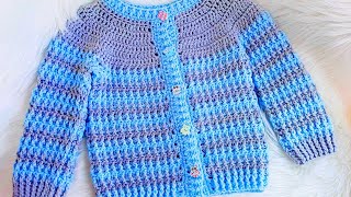 Big Kids crochet sweater  How to Crochet  Emery Cardigan pattern  Sizes from 1 to 10 years [upl. by Leda290]