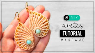 Concha de mar 🐚 Como hacer aretes verano de hilo  diy tutorial paso a paso ● macrame sea shell 322 [upl. by Meill]