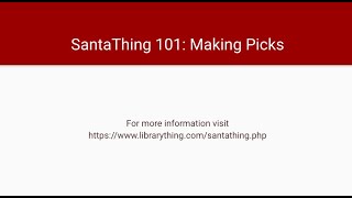 SantaThing 101 Making Picks [upl. by Annahsohs337]