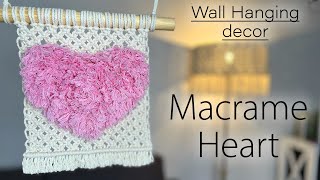 DIY MACRAME FLUFFY 3D HEART WALL HANGING 🩷 Step by step Easy tutorial 🩷 makramee herz [upl. by Hogen]