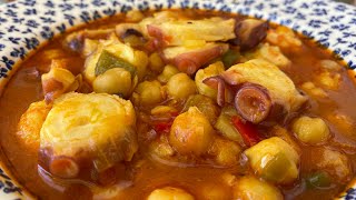 Potaje de garbanzos con pulpo y langostinos [upl. by Inah]