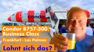 FLUG  Condor Business Class auf Mittelstrecke  Lohnt sich das  Boeing 757300 [upl. by Nalniuq]