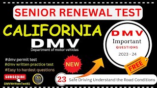 2024 DMV Senior Renewal Test  DMV Written Test 2024 California  DMV Important questions 202324 [upl. by Eidnyl]