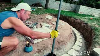 Fire Pit  Retaining Wall on a Sloped Yard Timelapse [upl. by Nolur]