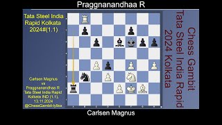 Carlsen Magnus vs Praggnanandhaa R TATA STEEL INDIA RAPID 20241 1 [upl. by Ellak]