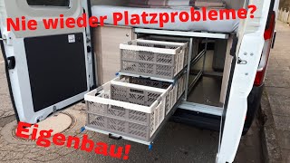 Eigenbau Vollauszug für Heckgarage im Kastenwagen Pössl Summit 600 Regalsystem für Wohnmobil bauen [upl. by Thirion]