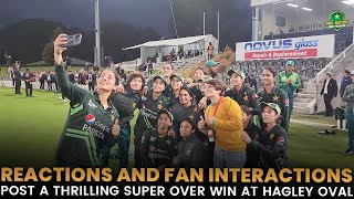 Reactions and fan interactions post a thrilling Super Over win at Hagley Oval 🌟 [upl. by Yenor]