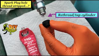 How to rethread and tap cylinder spark plug hole  DIY [upl. by Anelrad943]