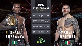 Isreal Adesanya vs Marvin Vettori 2 Full Fight [upl. by Nyral123]