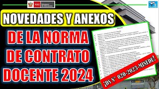 NOVEDADES Y ANEXOS PARA LA CONTRATACIÓN DOCENTE 2024  DS N° 0202023MINEDU [upl. by Laehplar]