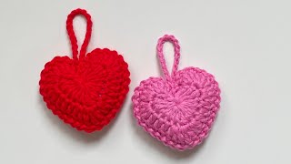 Crochet  Amigurumi Heart  Padded Heart KeyringKeychain [upl. by Ailina]