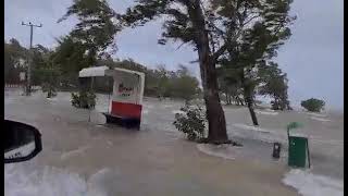 Flooding from Cyclone Batsirai at Anse la Raie Mauritius [upl. by Annaeoj]