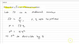 quotProve that sqrt5is an irrational numberquot [upl. by Annaj]