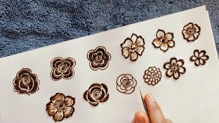 Defferent Types Of Flowers For Beginners  Step By Step Mehndi Tutorial  Henna By Yasmin [upl. by Ahsinra354]