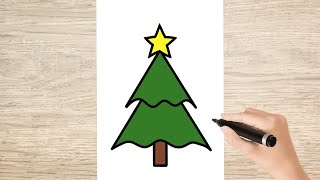 como Desenhar ÁRVORE DE NATAL Passo a Passo  DESENHOS DE NATAL Fácil 🌲 [upl. by Guarino]