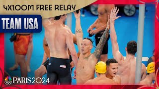 Caeleb Dressel 4x100m free relay win Team USAs FIRST Paris gold  Paris Olympics  NBC Sports [upl. by Enirak559]