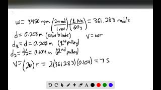 The motor of a table saw is rotating at 3450 revmin A pulley attached to the motor shaft drives a s [upl. by Robaina]