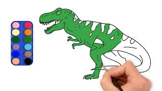 ✦ DRAWING and COLORING TREX Tutorial  Follow Along Video for Kids ✦ [upl. by Harlow966]