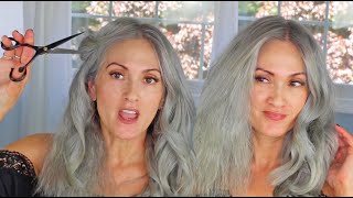 WEEKLY HAIR ROUTINE  TONE TRIM amp STYLE  Gray Hair Products [upl. by Audley]