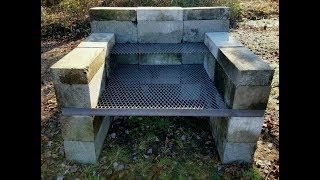 DIY  How To Build a Homemade BBQ Pit  Backyard Concrete Block Grill  Easy [upl. by Crystal]