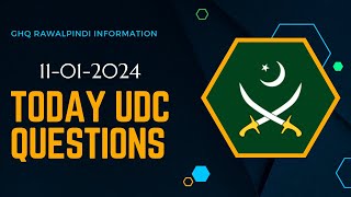 UDC Paper GHQ Rawalpindi 11012024 UDC today all Shift Questions  Imp Questions oF UDC UDC GHQ [upl. by Hairas]