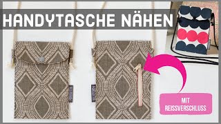 große Handytasche nähen NEU mit Reißverschlussfach Anleitung kostenlos schnell und einfach [upl. by Lapham700]