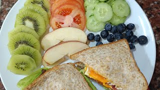 LETS CUT VEGETABLES FRUITS amp COOK EGG PEPPERONI SANDWICH cooking trending food viralvedio asmr [upl. by Gnihc947]