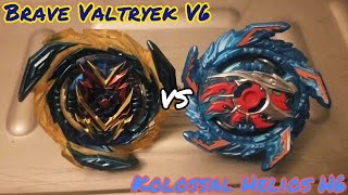 Beyblade Burst battle Brave Valtryek V6 vs Kolossal Helios H6 [upl. by Ioyal]