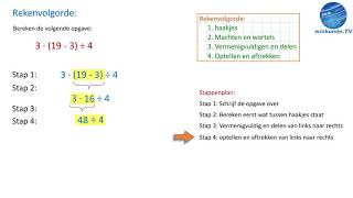 rekenvolgorde met haakjes deel 1  Wiskunde TV [upl. by Nonad837]