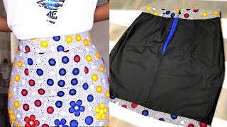 HOW TO SEW A BASIC SKIRT with LINING AND BAND  Professional Finish with Lining  DIY Mini Skirt [upl. by Ontine]