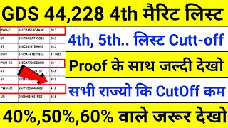 GDS 4th 5th Merit List Cut Off 50 60 70  GDS All Circle Cuttoff  India Post GDS Vacancy 2024 [upl. by Reyam]