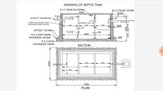 Design step of septic tank  septic tank drawing plan and section  Procedure method [upl. by Tound869]