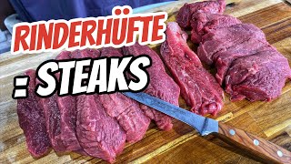 Steakhüfte schneiden  ganze Rinderhüfte in Steaks zerlegen  Anleitung  Tutorial [upl. by Angelica]