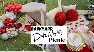 DIY Luxury Picnic  Date Night Idea  Backyard Date Night Picnic  Balloon Garland [upl. by Elocan]