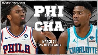 Philadelphia 76ers vs Charlotte Hornets Full Game Highlights  Mar 1  2024 NBA Season [upl. by Roland540]