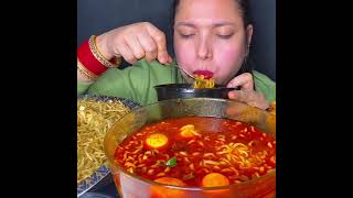 ASMR EATING SPICY EGG NOODLES🔥 MOMO  shorts mukbangnasmreating mukbangasmr asmr [upl. by Etteb]