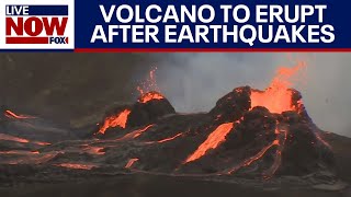 Iceland volcano update Hundreds of earthquakes volcanic eruption expected  LiveNOW from FOX [upl. by Ibib]