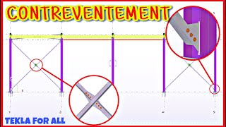 TSBECM  Création de contreventement entre les portiques « TEKLA STRUCTURE »  partie 6 [upl. by Caniff]